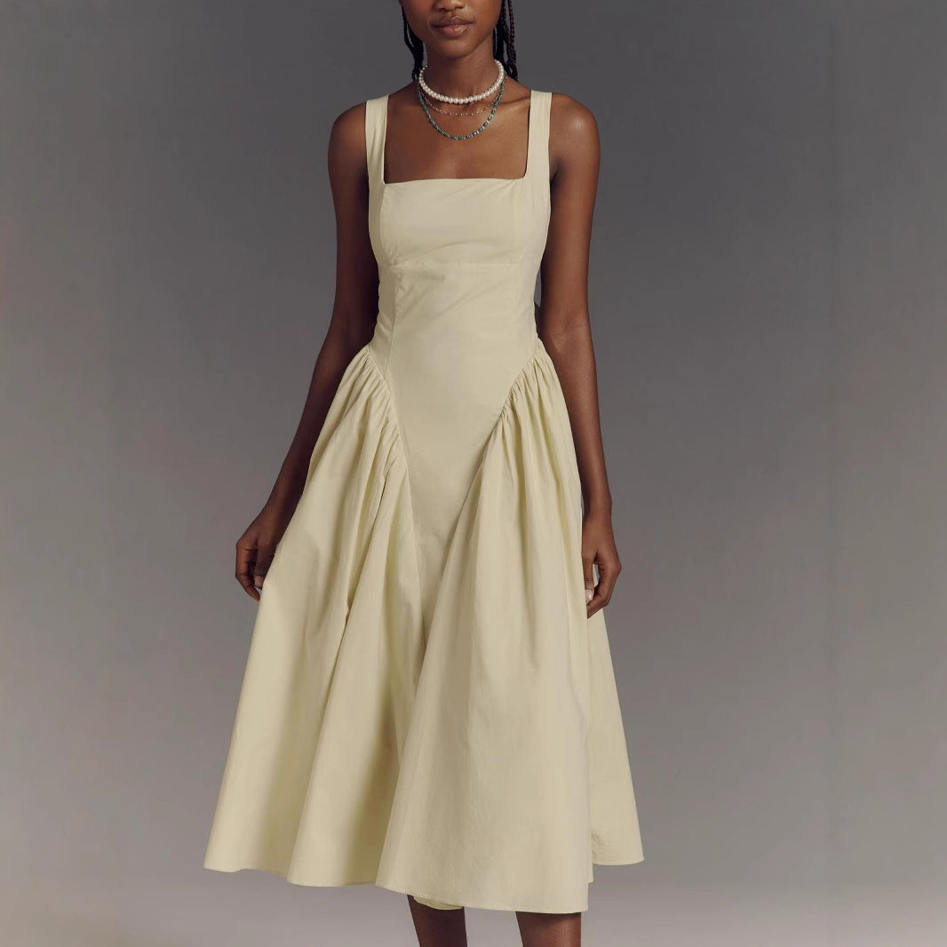 Light Cotton Open Back Bow Midi Dress