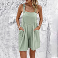 Women's Overall Shorts - Adjustable Straps - Light and Breathable - Loose Fit - With Pockets
