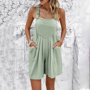 Light Breathable Adjustable Loose Fit Overall Shorts