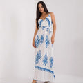 Women's Maxi Dress – Light Cotton – Sleeveless – V-Neck – Empire Waist – Printed Design