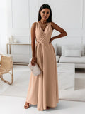 Women's Maxi Dress - Sleeveless V-neck - Wrap Design with Belt - Elegant and Flowy