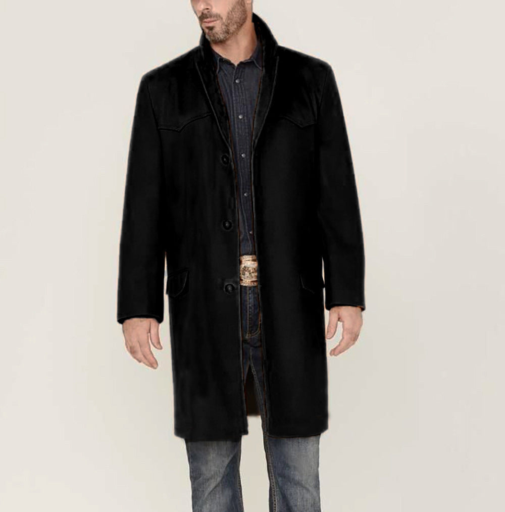 Tailored Wool Blend Knee Length Overcoat
