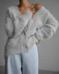 Women's Cardigan - Oversized Loose Fit - Soft and Fluffy Knit - Button Closure