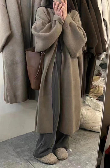 Oversized Wool Knit Cardigan Coat