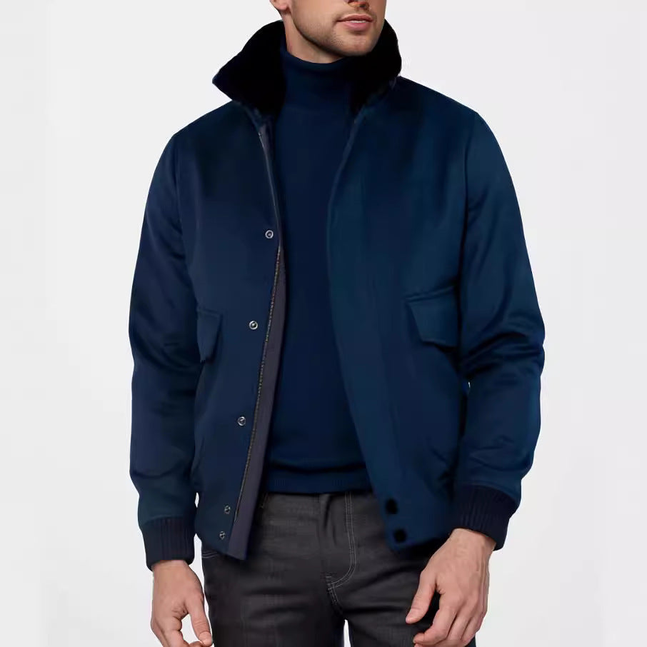 Tailored Tweed Turtleneck Collar Jacket