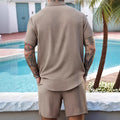 Men's Set with Henley T-shirt and Shorts – Breathable Cotton – Relaxed Fit