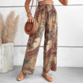 Women's Pants – Wide Leg – Elastic Waist – Breathable Lightweight Material – Bohemian Print