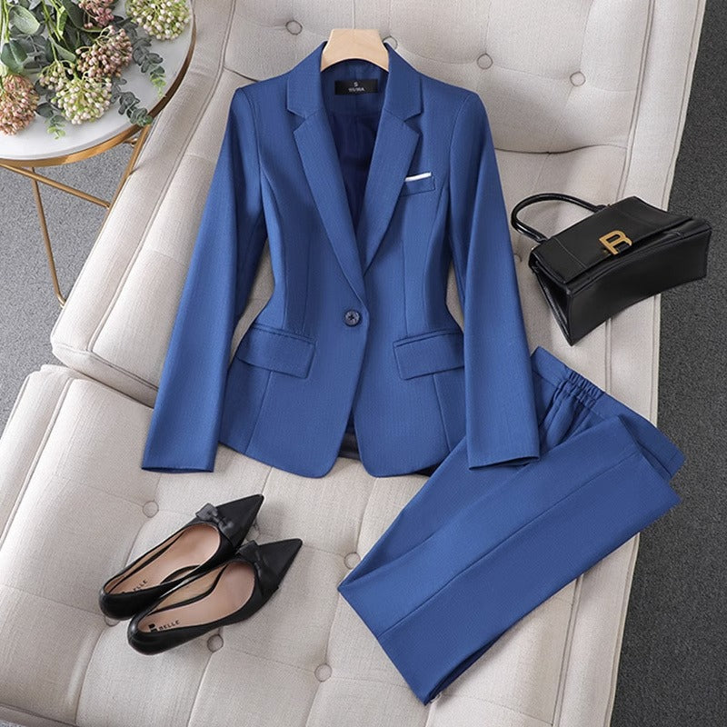 Women's Blazer Set – Tailored Fit – Single Button – Straight Pants – Formal Look