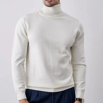 Slim Fit Ribbed Trim Turtleneck Top