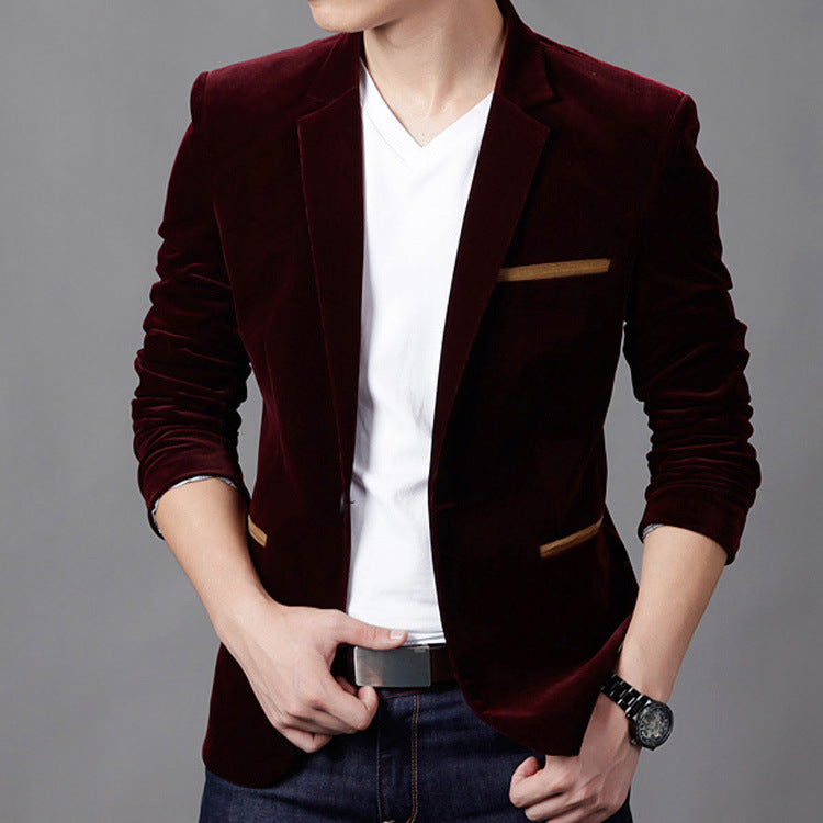 Slim Fit Single Button Corduroy Blazer