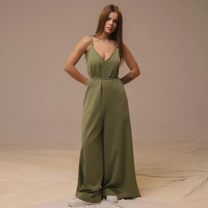 Linen Blend Loose Wide Leg Jumpsuit