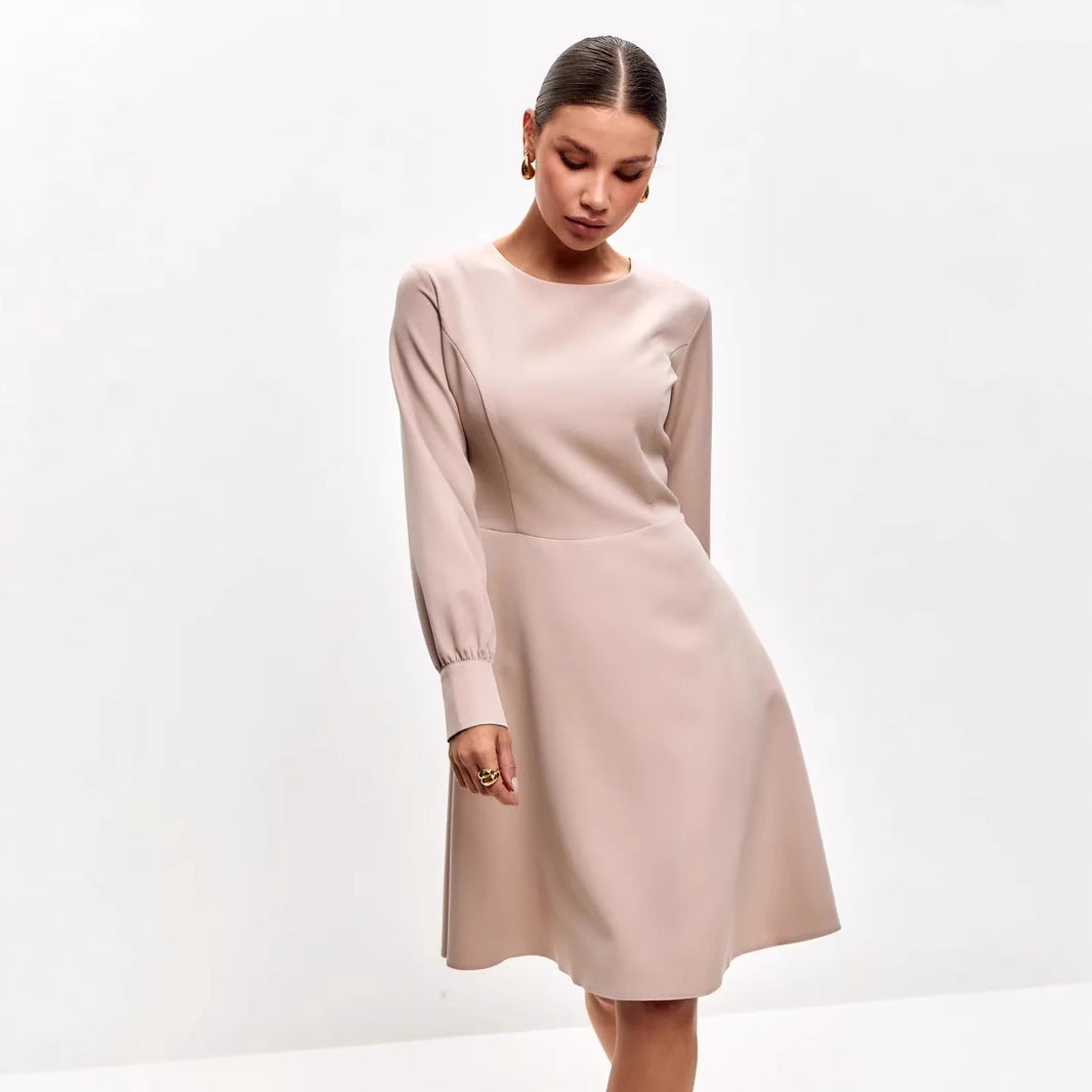 Dress for Women – Mid-Length – Tailored Fit – Tie Belt – Long Sleeves