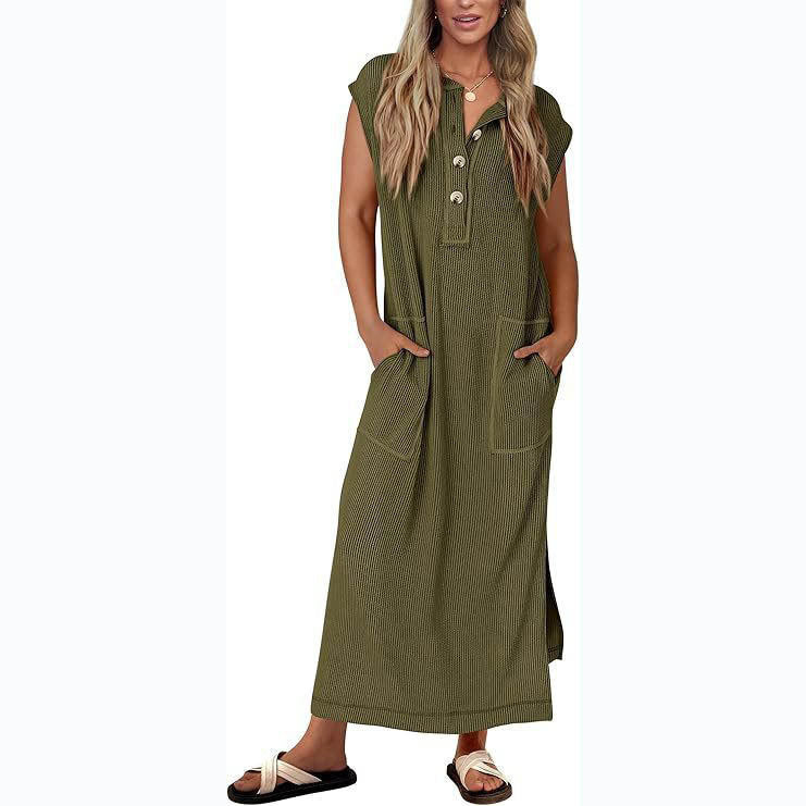 Cotton Linen Relaxed Fit Maxi Dress