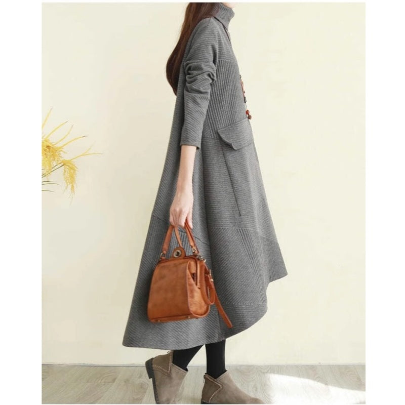 Turtleneck Long Sleeve Casual Loose Fit Dress