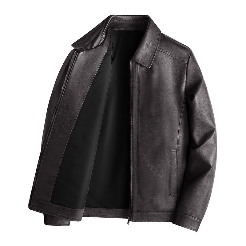 Tailored Fit Smooth Leather Look Jacket