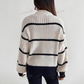 Women's Knit Sweater – Relaxed Fit – Ribbed Texture – Round Neck – Long Sleeved