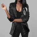 Women's Blazer – Sequin Coating – Tailored Fit – Open Front and Long Sleeves