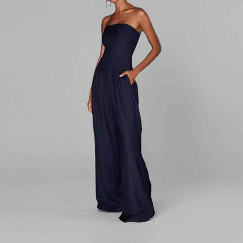 Women's Jumpsuit – Strapless – Elegant Fit – Wide Legs – Formal Party Wear