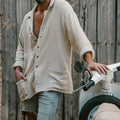 Men's Shirt – Cotton Linen Mix – Relaxed Fit – Long Sleeves – Button Closure