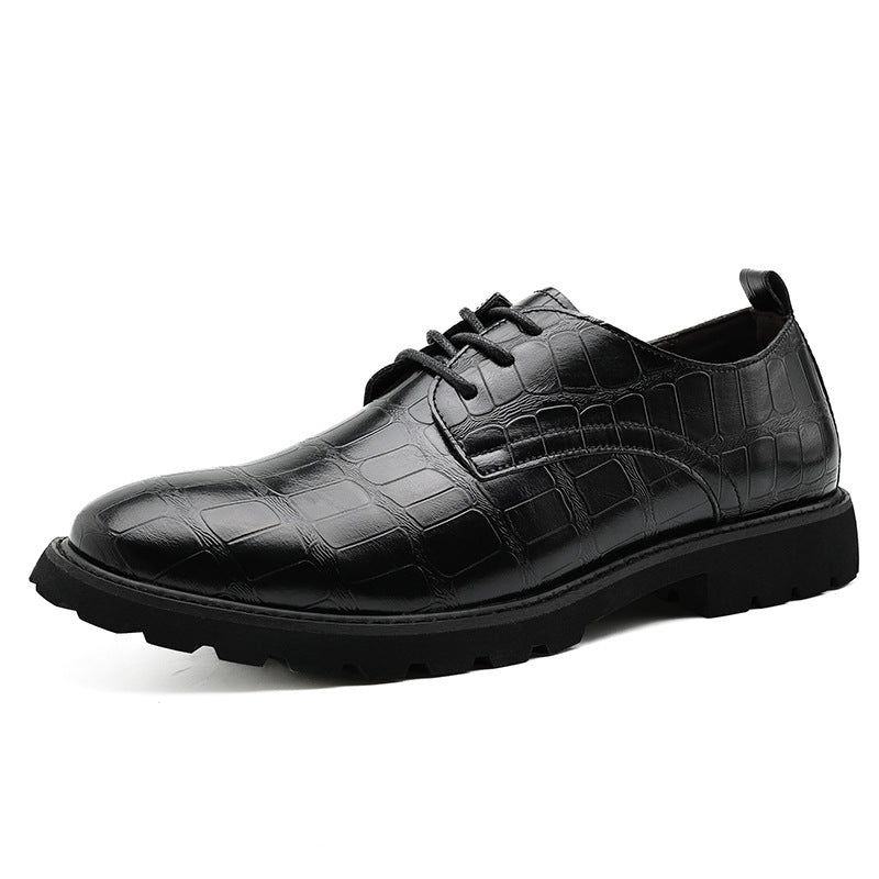 Men's Shoes – Oxford Design – Crocodile Embossed Leather – Lace-Up Closure – Formal Look