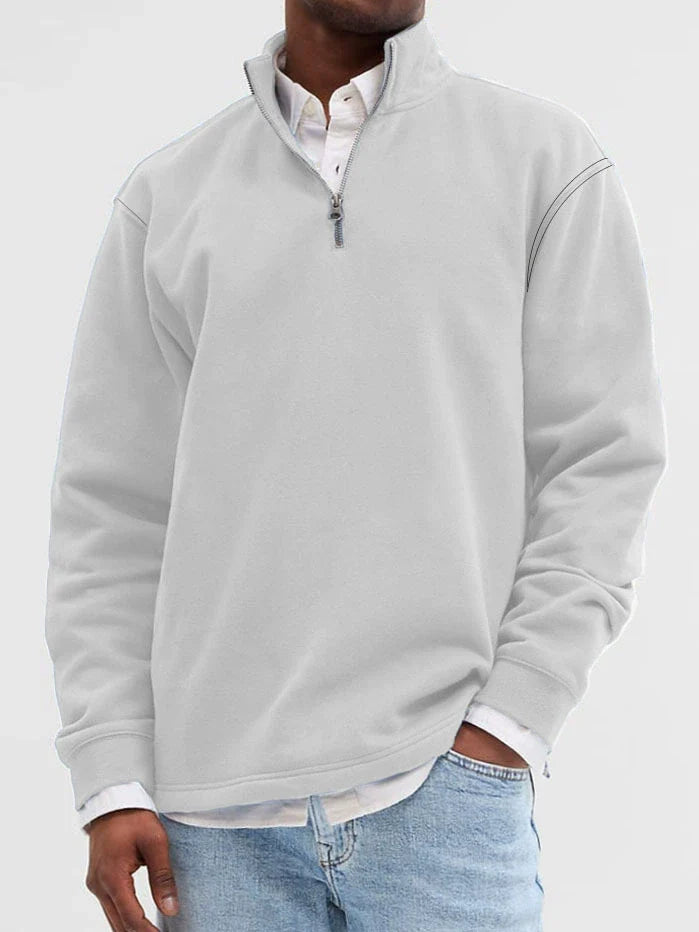 Stand Collar Zip Relaxed Fit Sweatshirt