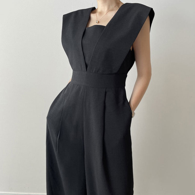 Sleeveless Square Neck Wide Leg Jumpsuit