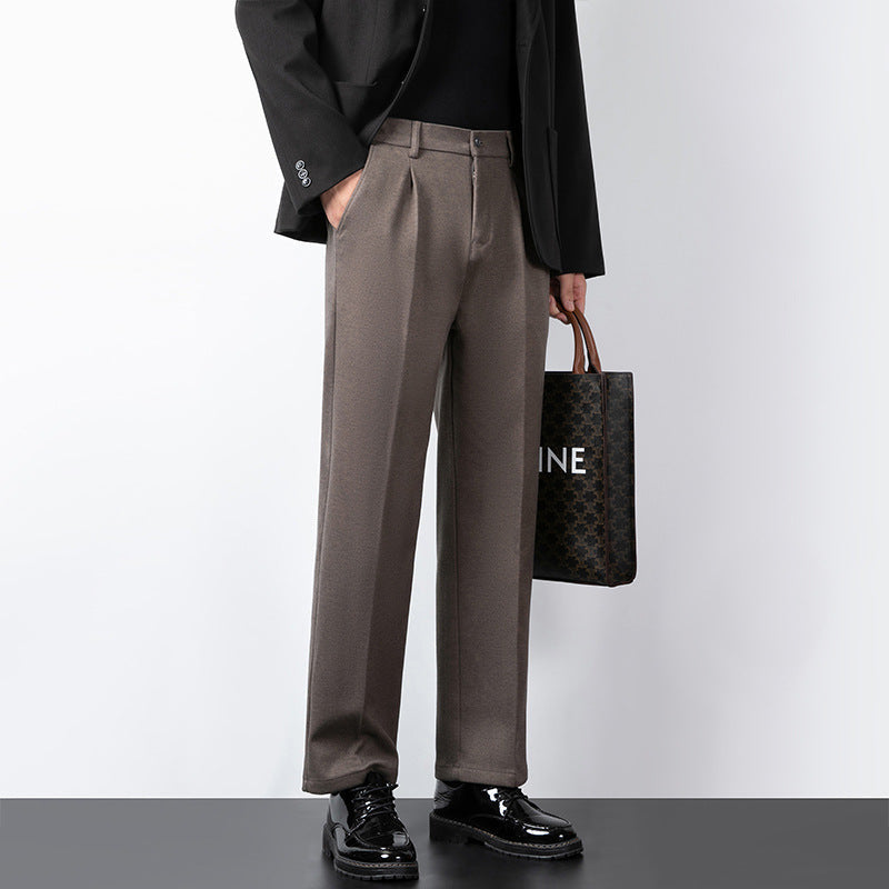 Men's trousers – Wool blend – Slim fit – Flat front – Full length formal wear