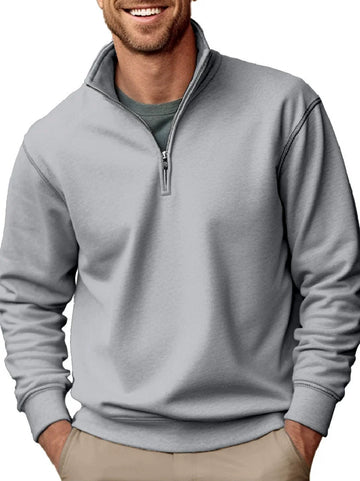 Quarter Zip Stand Collar Soft Fleece Sweatshirt