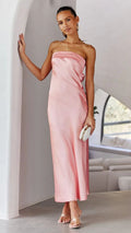 Women's Maxi Dress – Satin – Strapless – Slim Fit – Evening Wear Elegant Style