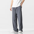 Men's Trousers – Linen Blend – Loose Fit – Drawstring Closure – Full Length