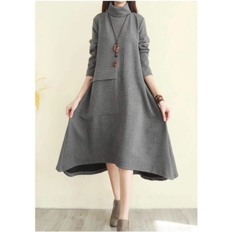Turtleneck Long Sleeve Casual Loose Fit Dress