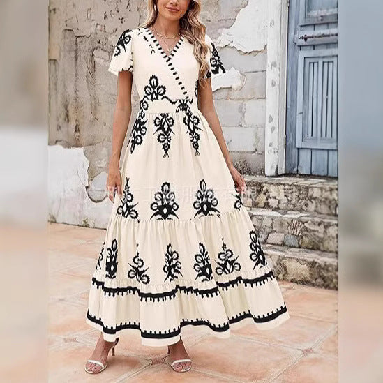 Floral Ruffled A-Line Maxi Dress