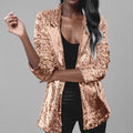 Women's Blazer – Sequin Coating – Tailored Fit – Open Front and Long Sleeves