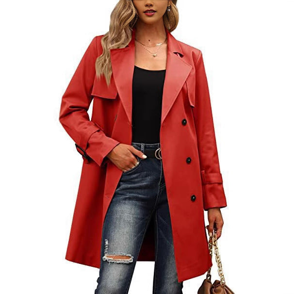 Tailored Double-Breasted Wool Blend Long Coat