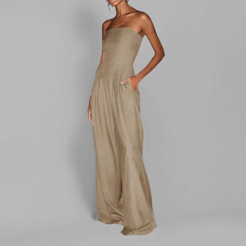 Women's Jumpsuit – Strapless – Elegant Fit – Wide Legs – Formal Party Wear