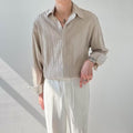 Men's Shirt with Long Sleeves – Relaxed Fit – Crinkled Texture – Breathable Design