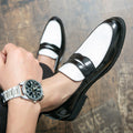 Men's Loafers – Polished Leather – Slip-On – Two-Tone – Comfortable Rubber Sole