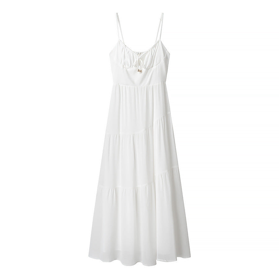 Women's Maxi Dress – Sleeveless A-line – Light Chiffon – Spaghetti Straps – Backless Layered