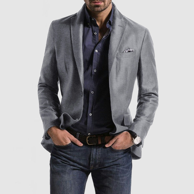 Wool Blend Slim Fit Single-Breasted Blazer
