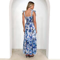Women's Maxi Dress – Light Cotton – Shirred Bodice – Adjustable Straps – Floral Skirt