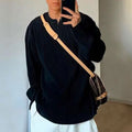 Men's Long-Sleeve T-Shirt – Rib Knit – Relaxed Fit – V-Neck Comfort Top