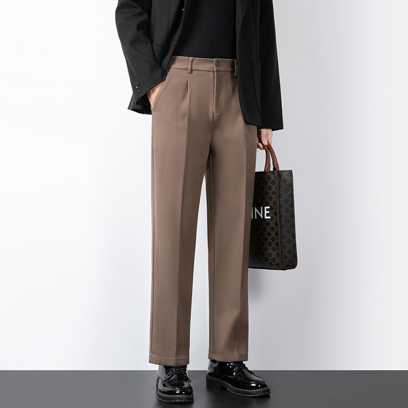 Men's trousers – Wool blend – Slim fit – Flat front – Full length formal wear