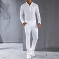 Men's set with shirt and pants – Slim fit – Ribbed texture – Light and breathable