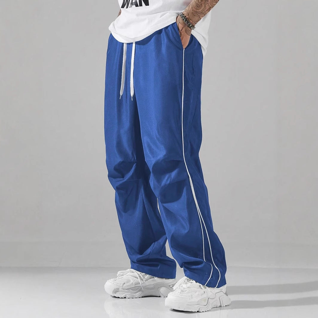 Drawstring Relaxed Fit Striped Cargo Pants