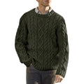 Men's Sweater – Chunky Cable Knit – Oversized Fit – Round Neck Long Sleeve