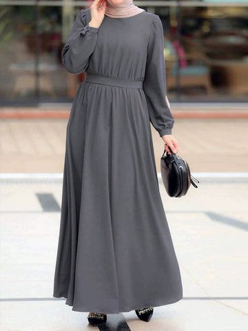 Long Sleeve Fitted Waist Maxi Dress