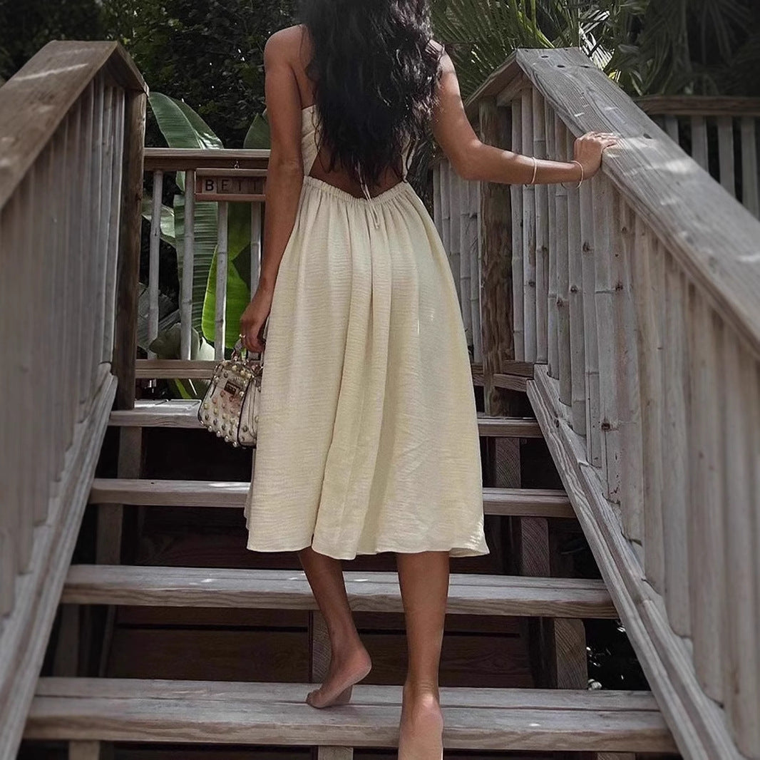 Midi V-neck Cut-out Slit Dress