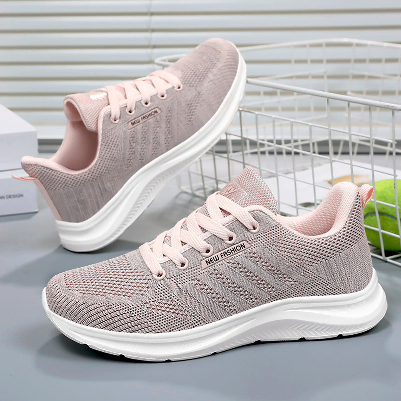 Women's Running Shoes – Breathable Knitted Upper – Lightweight – Low Shaft – Lace-Up Closure