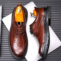 Men's Shoes – Leather Lace-up Shoes – Classic Fit – Round Toe – Durable Sole