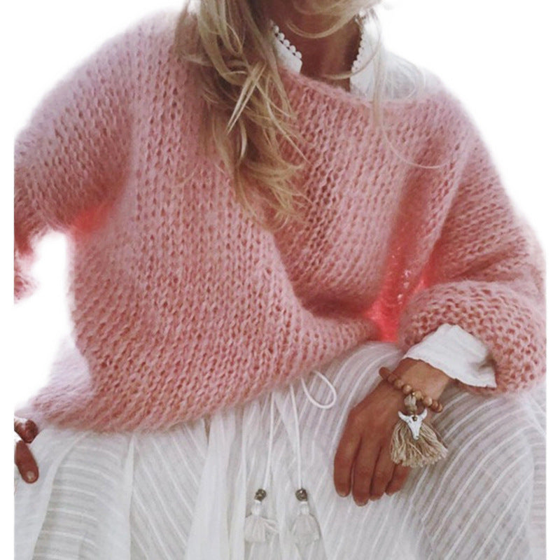 Women's Knit Sweater – Oversized Fit – Chunky Knit – Long Style – Soft Mohair Feel